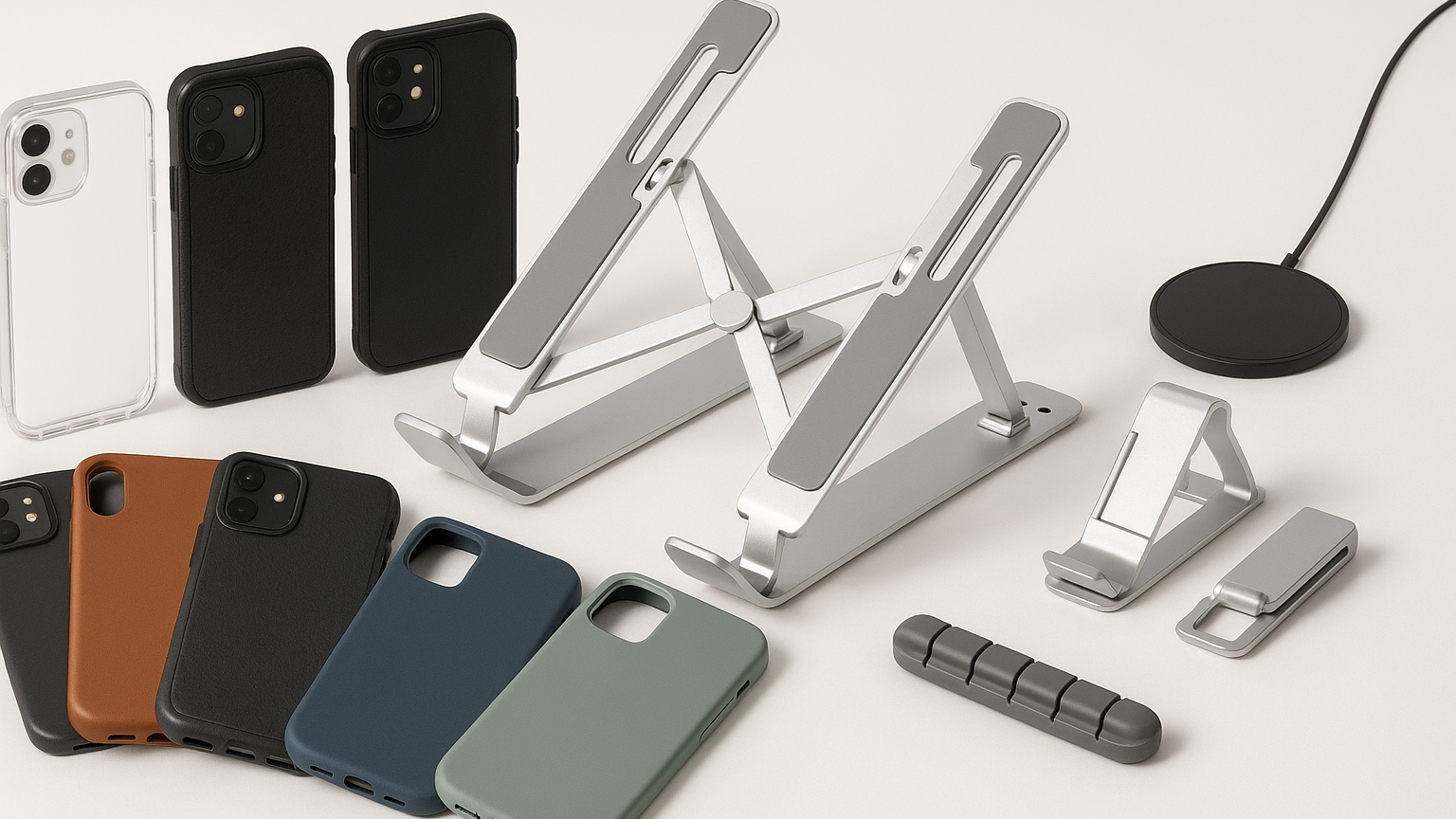 mobile accessories like cases and laptop accessories like stand